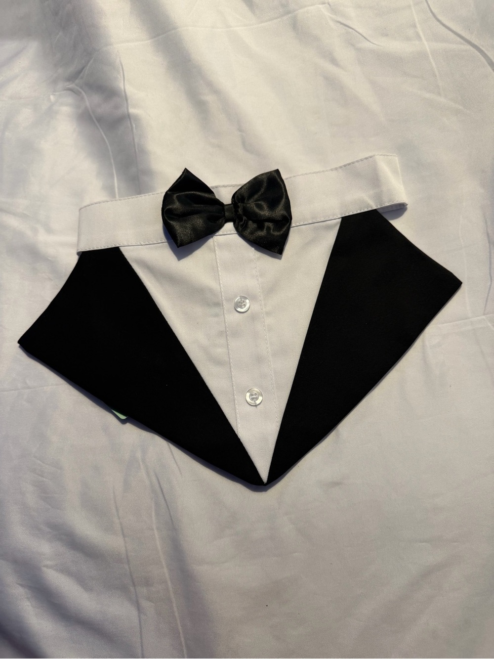 Pet Tuxedo Bandana with Satin Bow Tie - Black & White